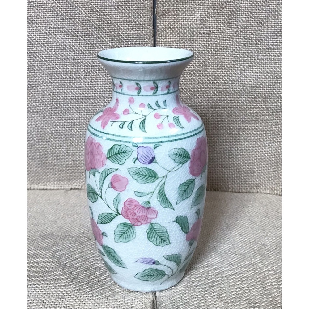 Vintage Windsor Flower Floral Cermaic Vase 6 3/4 Inch Cottage Grandma Core - Picture 4 of 8